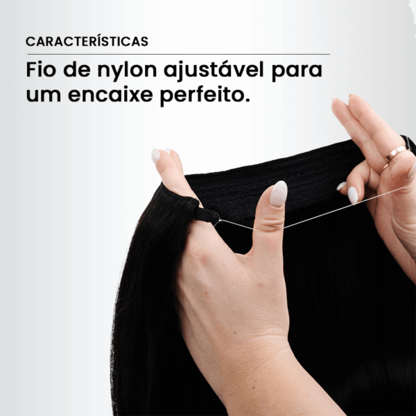 Aplique de Cabelo Fio Invisível Premium - Preto Natural com Vermelho Borgonha - Imagem 2