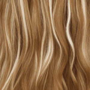 Aplique de Cabelo Fio Invisível Premium - Castanho Claro com Loiro Platinado