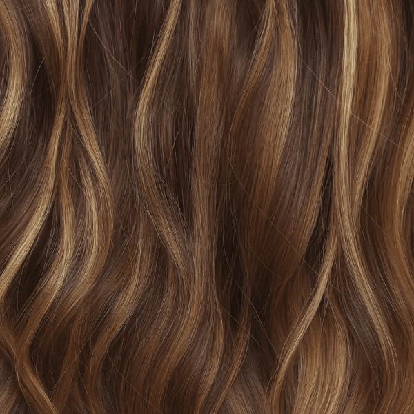 Aplique de Cabelo Fio Invisível Premium - Castanho Médio com Loiro Acobreado